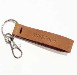 SIL- Leren sleutelhanger SUPERMOM