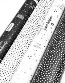 cadeaupapier - zwart met witte dots