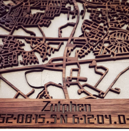 Zutphen - houten stadsplattegrond 40x60 cm
