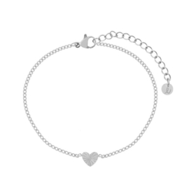 armband flamed heart - zilver