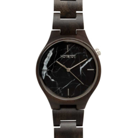 horloge van sandelhout en zwart marmer - Foresta HOT&TOT