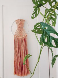 macrame wandhanger rond - oudroze