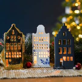waxinelicht huisje 'klokgevel' - goud