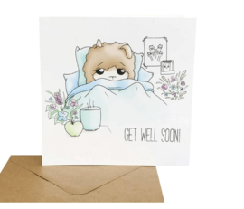 Alpaca wenskaart - get well soon!