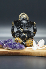 Black Ganesha with golden clothes 12 cm