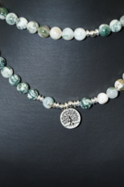 mala 108 beads moss agate