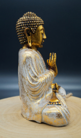 Sitting Buddha white and gold 26 cm