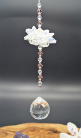 Suncatcher with lotus flower and reiki crystal