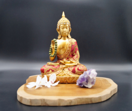 Sitting Buddha with wooden mala 24 cm