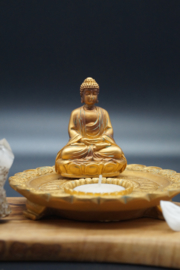 Theelichthouder Boeddha goud