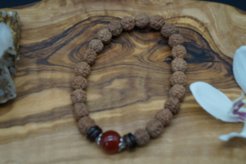 Bracelet with Rudraksha beads and carnelian