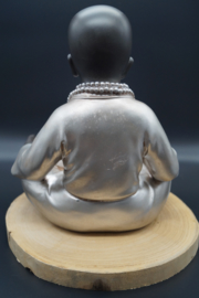 Buddhist Monk in silver look 34 cm