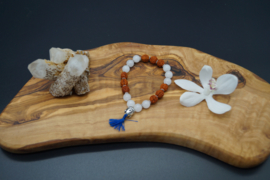 bracelet with rudraksha beads and white opal