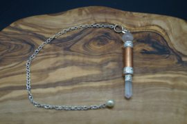 copper pendulum with rose quartz