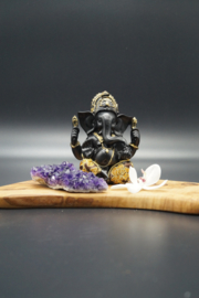 Black Ganesha with golden clothes 12 cm