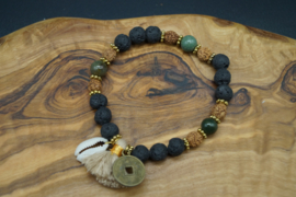 Bracelat with lavastone, rudrakshabeads and agate