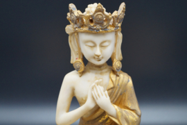Goud met ivoorkleurige buddha 25 cm hoog