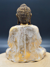 Sitting Buddha white and gold 26 cm