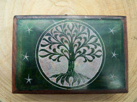 Tarot box with stone lid tree of life