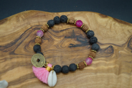 Bracelet with lavastone and rudrakshabeads