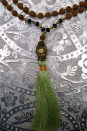 mala with rudraksha beads and Boeddhahead