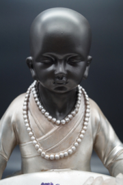 Buddhist Monk in silver look 34 cm