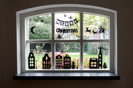 Raamstickers Sint/Kerst zwart (herbruikbaar)