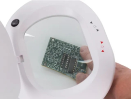 Velleman lampe loupe LED 5D dimmable avec pince de table blanche