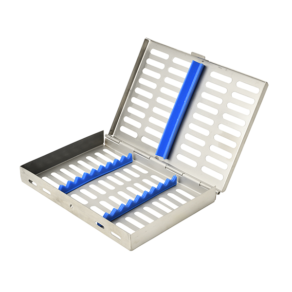 Instrumentencassette met deksel – Voor 10 instrumenten (blauw)