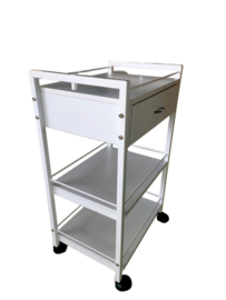 P Clinic luxe salon trolley Erney met lade en 2 plateaus wit