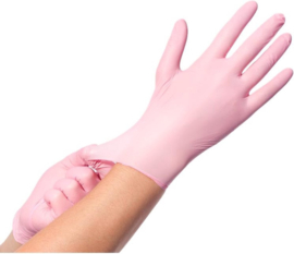 Nitril handschoenen Roze M – poedervrij, medisch, 100