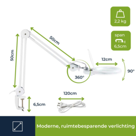 Professionele loeplamp 2,25x (5 dpt) met tafelklem & zwenkarm