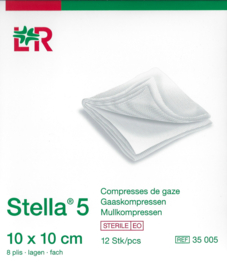 Stella 5 Compresse de gaze 8PLY 10x10cm STERILE /12st