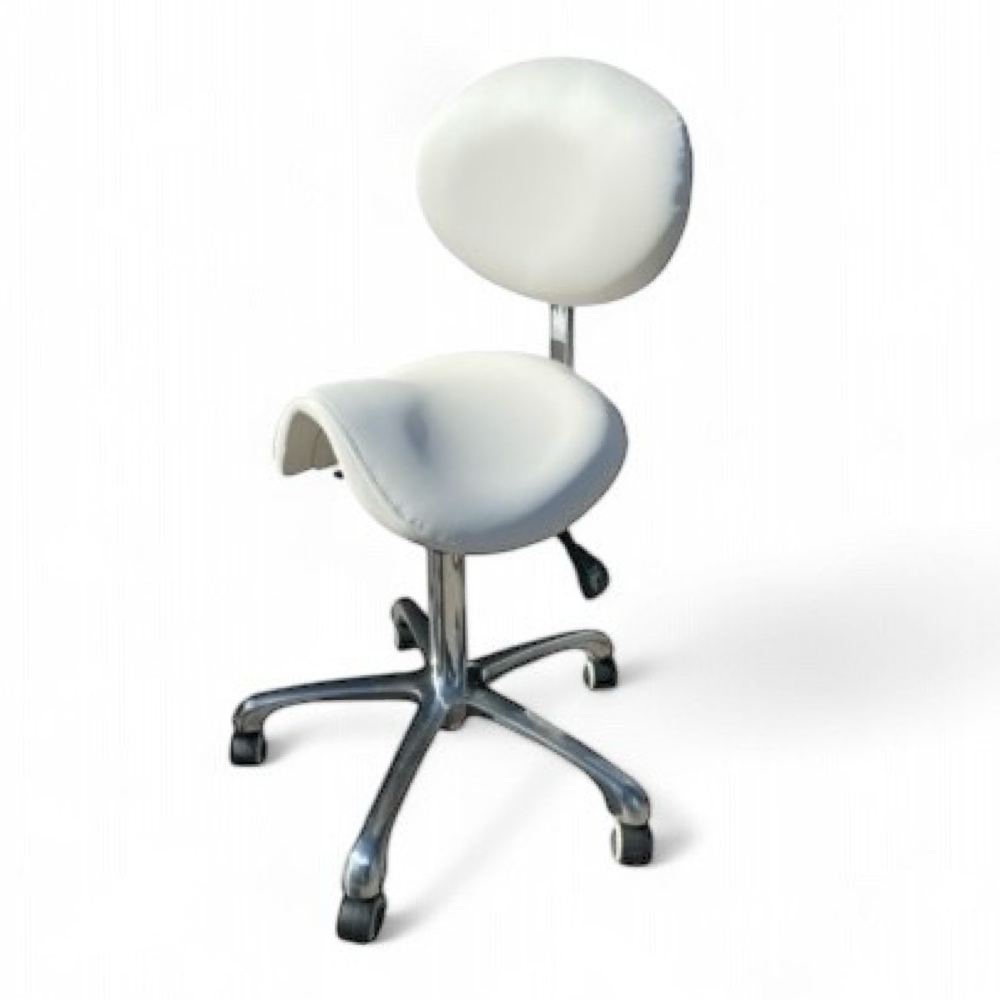 Tabouret Caramba Blanc – Selle Ergonomique avec Dossier