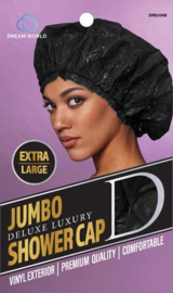 Dream World Jumbo Deluxe Luxury Shower Cap Extra Large - Black DRE109B