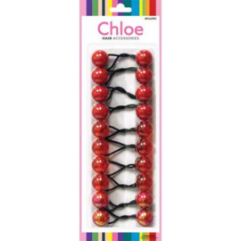 CHLOE PONYTAIL #BR2620RD Red&Red CLEAR 10PCS
