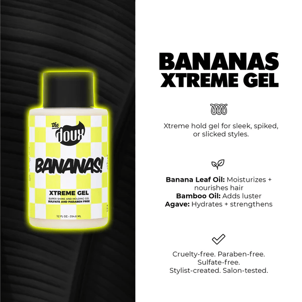 The Doux Bananas! Xtreme Hold Hair Gel – Extra Strong Gel voor Krullen & Edges – 354ml