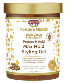 African Pride Moisture Miracle Max Hold Styling Gel with Black Castor Oil& Jojoba Oil 510g
