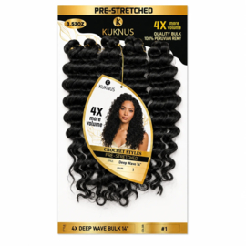 Kuknus 4X Pre-Stretched Peruvian Remy Quality Deep Wave Bulk Hair 14"