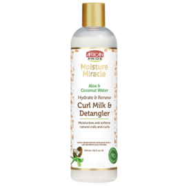 African Pride Moisture Miracle Aloe & Coconut Water Hydrate & Renew Curl Milk & Detangler 12 oz