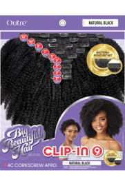 Outre Human Hair Premium Blend Clip-In Big Beautiful Hair 4C Corkscrew Afro 10"