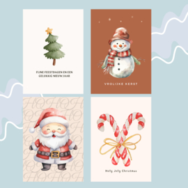 Papierenwolk Kerstkaartjes || Set van 4