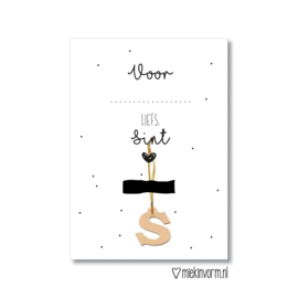 Kaart || Voor... liefs, Sint + gouden letter