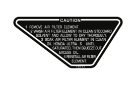 Caution Air Filter Decal
