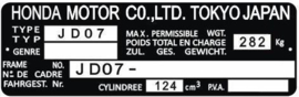 15. Identification Plate 125cc JD07