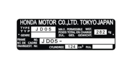15. Identification Plate 125cc JD05