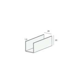 U-profiel inwendig 20mm - Wit - 260cm