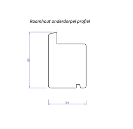 Meranti raamhout gegrond verhoogde onderdorpel 54x80mm