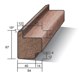 Meranti raamhout blank volhout 54x67mm