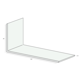 Hoekprofiel 160x80x3,4mm - Wit - 600cm